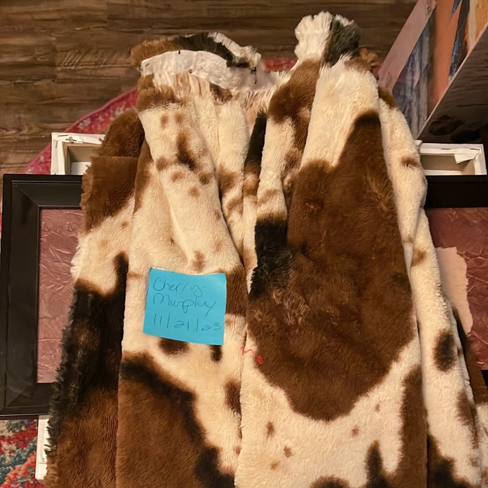 Handmade Heifer shower wrap double sided brown cow. Super soft, brand new.